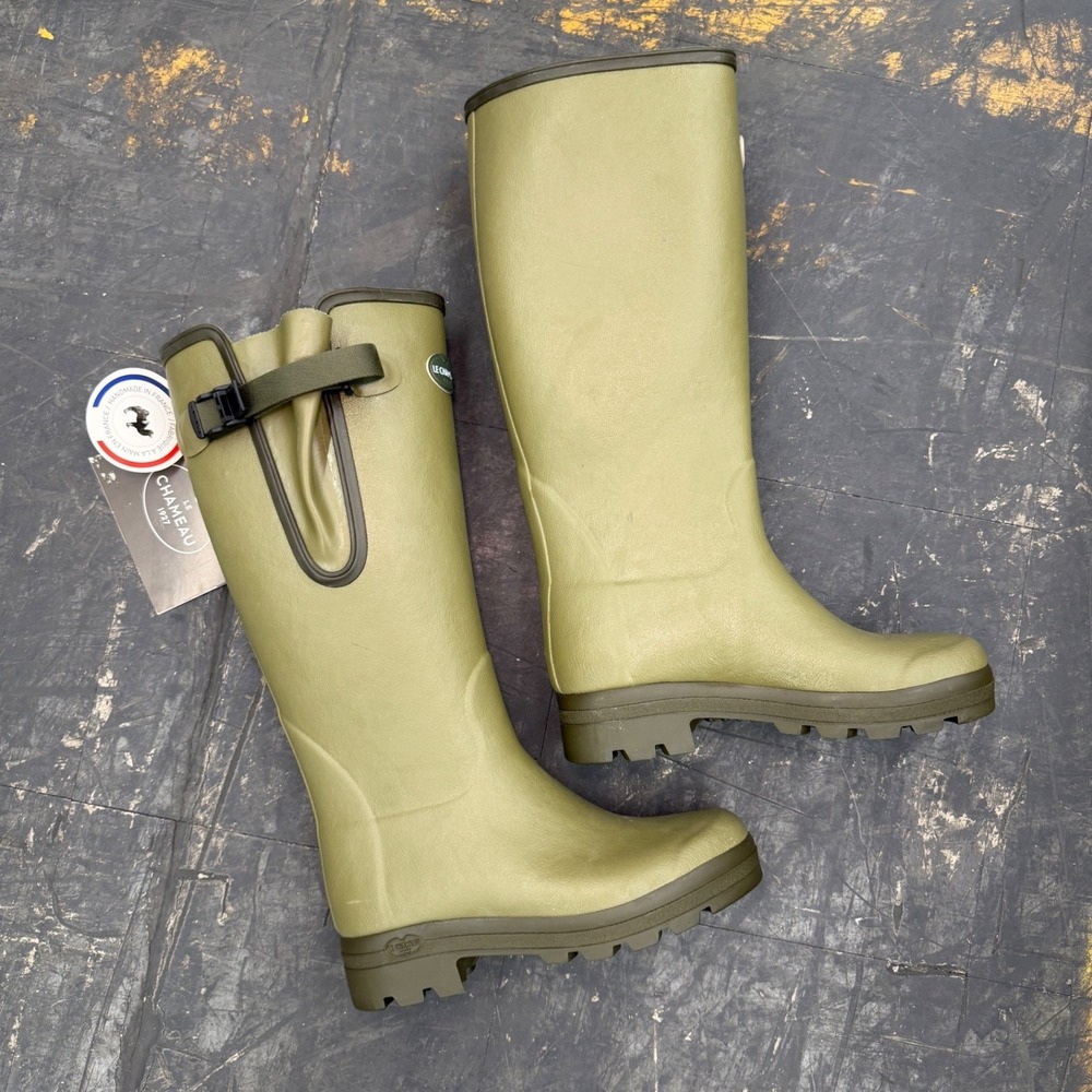 Le Chameau Vierzon Cuir Leather Lined Tall Wellington Mens Rain Muck Boot